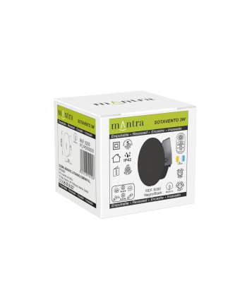 SOTAVENTO * BAÑADOR PARED LED 3W 3000K IP42 R NEGRO